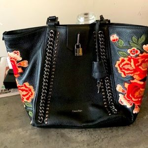 Calvin Klein  flowers and chain  shoulder bag